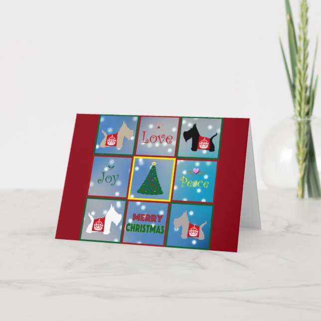 Scottie Merry Christmas Feiertagskarte (Vorderseite)