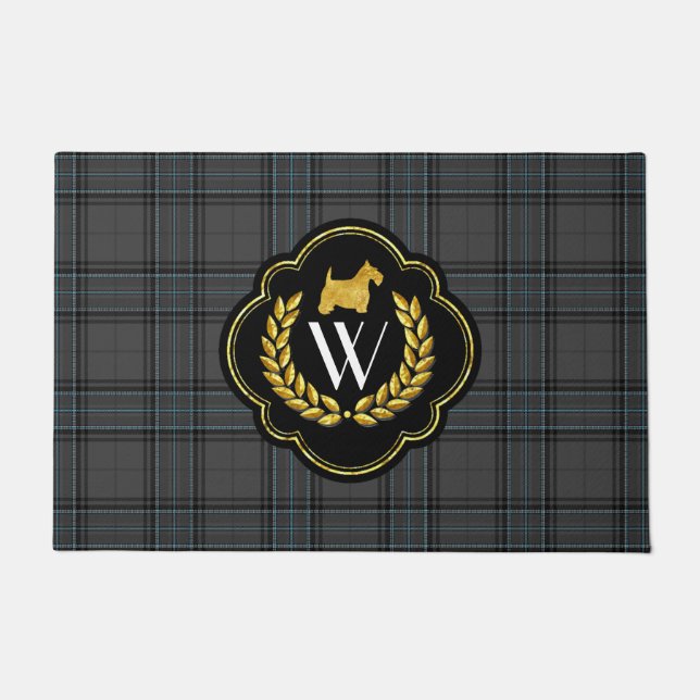 Scottie-Monogramm auf magischem kariertem Fußmatte (Vorderseite)