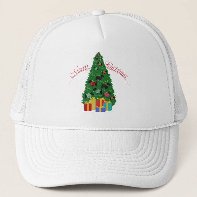 Scottie Ornaments Christmas Tree Truckerkappe (Vorderseite)