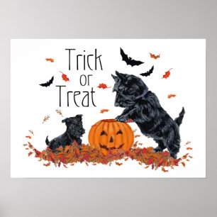 SCOTTIE Papa und Welpe Halloween Poster