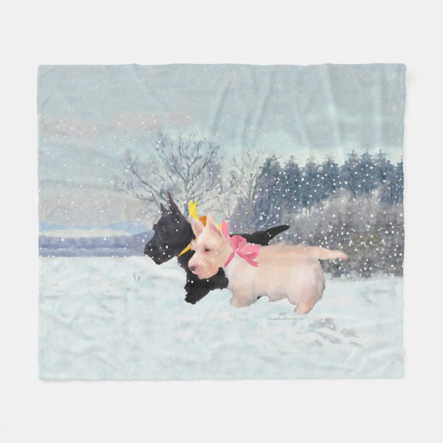 Scottie Puppies Fleecedecke (Vorderseite (Horizontal))