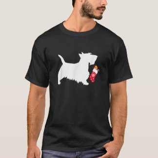 Scottie Scottish Terrier Christmas Stocking Dog   T-Shirt