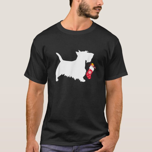 Scottie Scottish Terrier Christmas Stocking Dog   T-Shirt (Vorderseite)