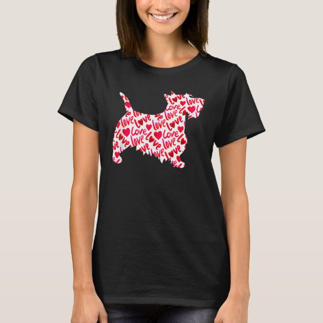 Scottie Scottish Terrier Heart Dog Valentine's Day T-Shirt (Vorderseite)