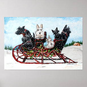 Scottie Sleigh Ride Poster