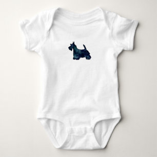 Scottie Terrier Black Watercolor Silhouette Baby Strampler