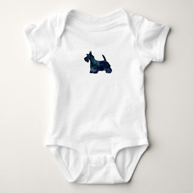 Scottie Terrier Black Watercolor Silhouette Baby Strampler (Vorderseite)