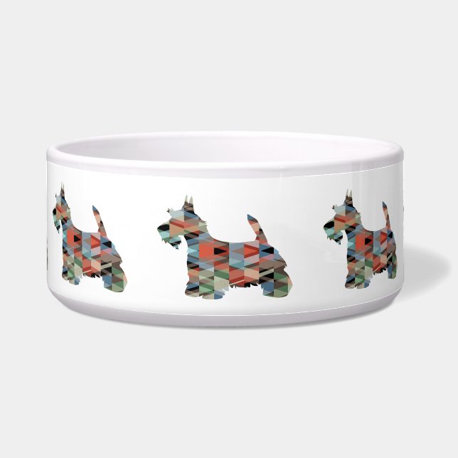 Scottie Terrier Geometric Pattern Silhouette Karie Napf (Vorderseite)