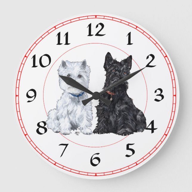 Scottie u. Westie Uhr (Vorderseite)