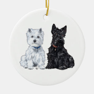Scottie u. Westie Verzierung Keramikornament