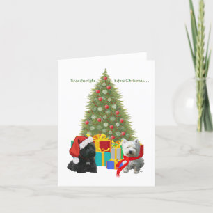 Scottie und Westie Weihnachtsbaum Feiertagskarte