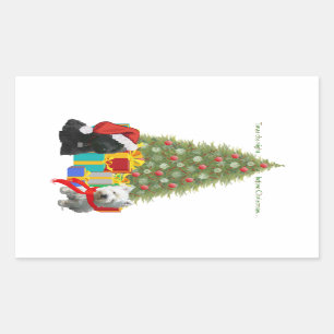 Scottie und Westie Weihnachtsbaum Rechteckiger Aufkleber