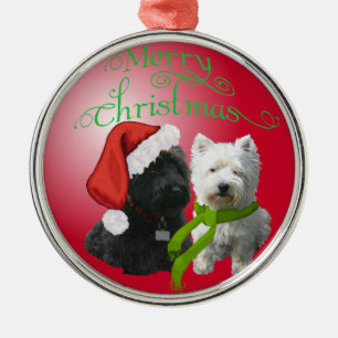 Scottie und Westie Weihnachtsdekoration Silbernes Ornament
