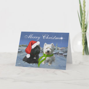 Scottie und Westie Weihnachtsstern Feiertagskarte