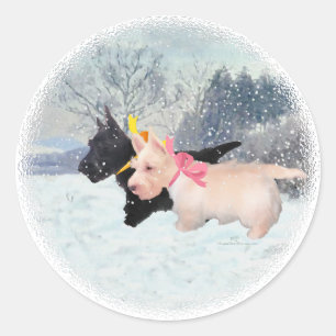 Scottie-Welpen Runder Aufkleber