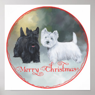 Scottie Westie Weihnachten Poster