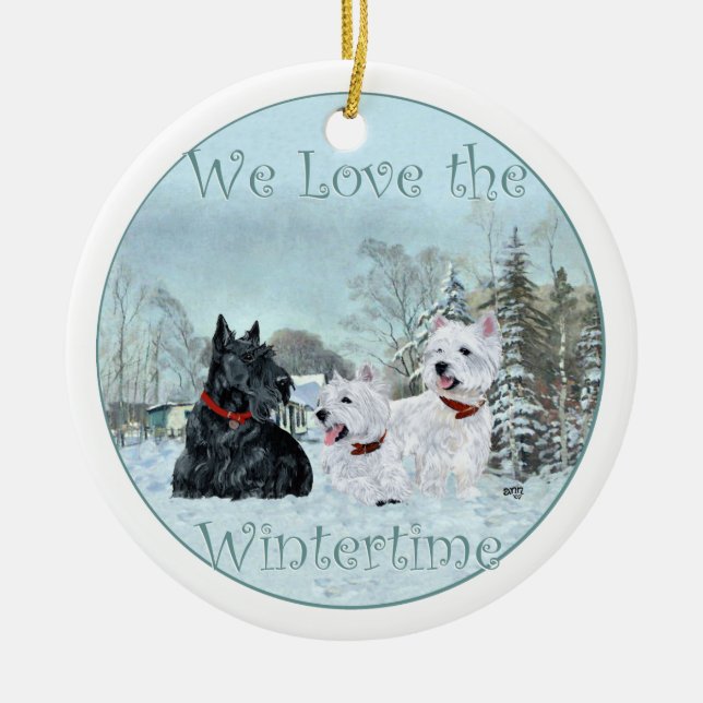Scottie & Westies Winter Ornament (Vorne)