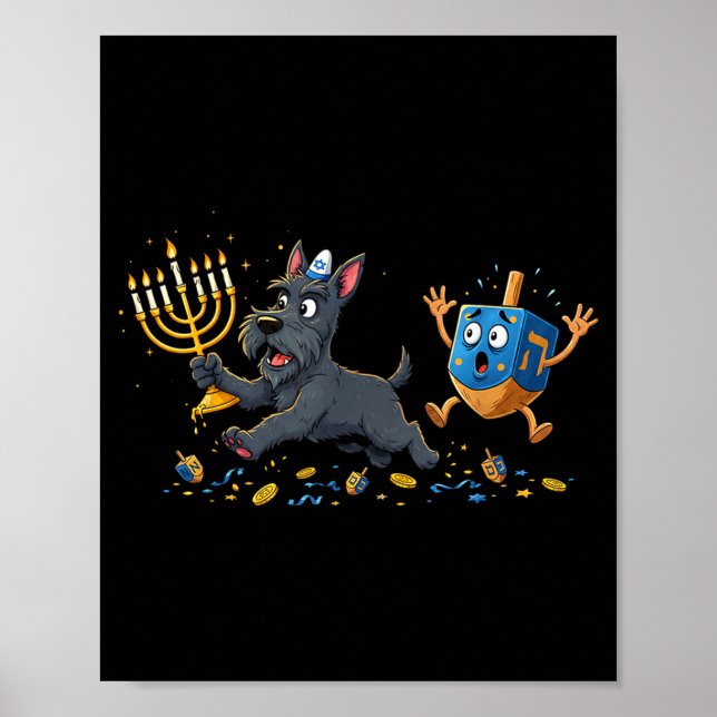 Scottierrier Dreidel Menorah Hanukkah Kids Womens  Poster (Vorne)