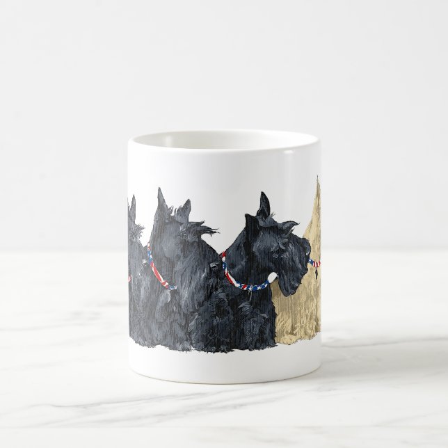 Scotties All in einer Reihe Kaffeetasse (Mittel)