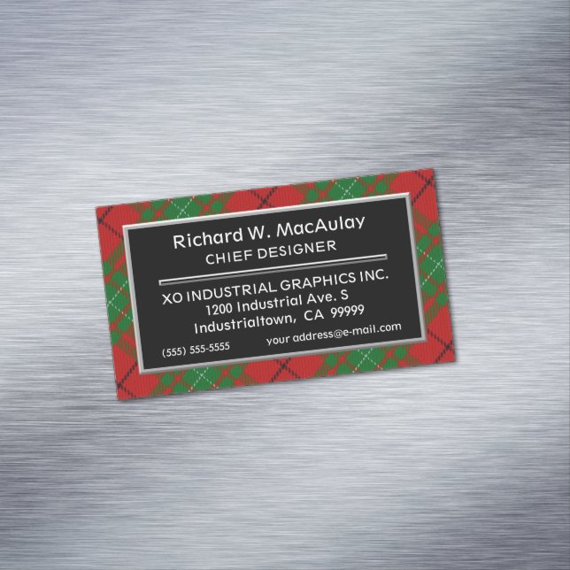 Scottish Accent Clan MacAulay Tartan Magnetische Visitenkarte (Beispiel)