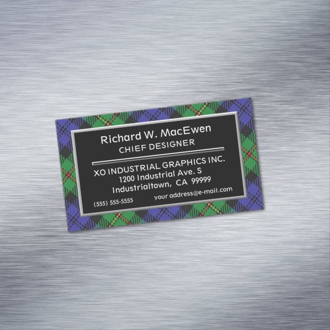 Scottish Accent Clan MacEwen Tartan Magnetische Visitenkarte (Beispiel)