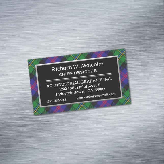 Scottish Accent Clan Malcolm Tartan Magnetische Visitenkarte (Beispiel)