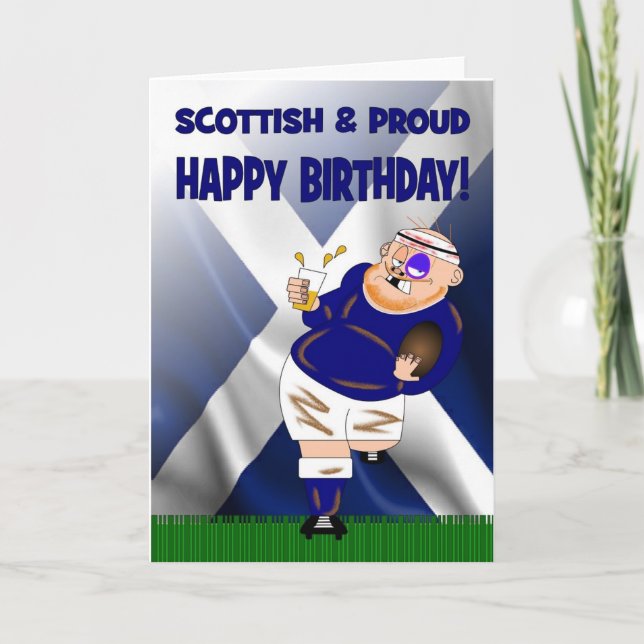 Scottish and Proud Beer Rugby Birthday Card Karte (Vorderseite)