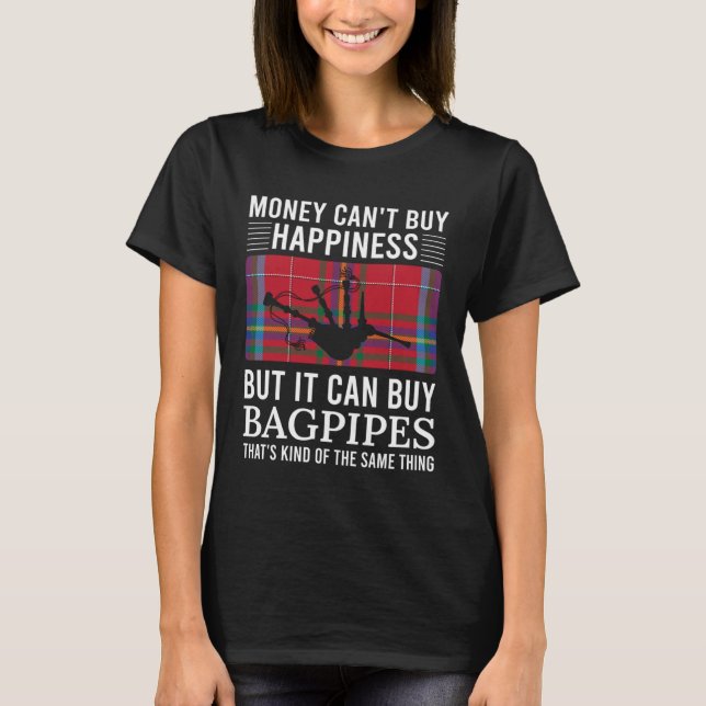 Scottish Bagpipes Tartan Happiness  Bagpipe T-Shirt (Vorderseite)