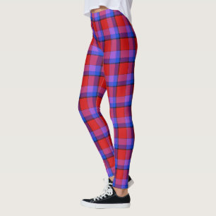 Scottish Blast Lila und Red Tartan Kariert Leggings
