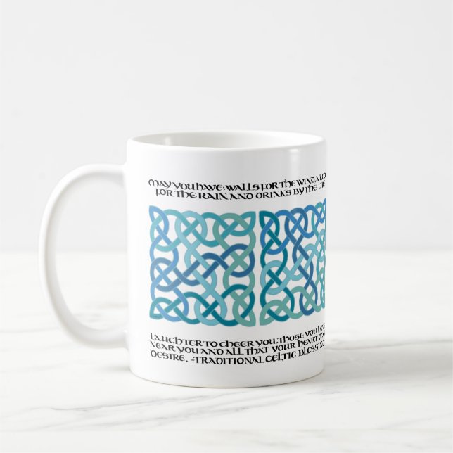 Scottish Blessing Calligraphy with Celtic Knots Kaffeetasse (Links)