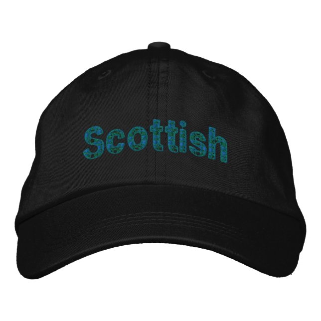 Scottish Blue Green Tartan Cap Bestickte Baseballkappe (Vorderseite)