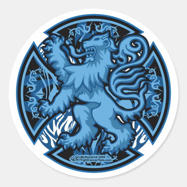 Scottish Blue Lion Cross Runder Aufkleber (Vorderseite)