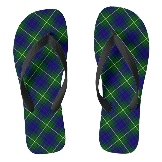 Scottish Blue und Green Tartan Kariert Flip Flops (Fußbett)
