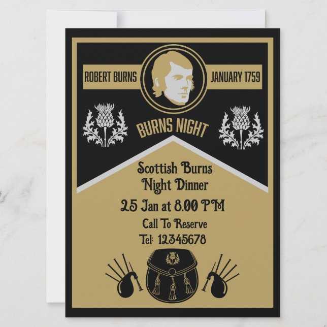 Scottish Burns Night Dinner Invite (Vorderseite)