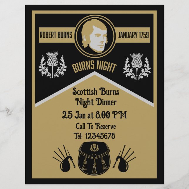 Scottish Burns Night Dinner Invite Flyer (Vorne)