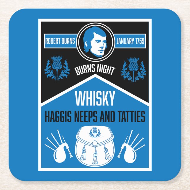Scottish Burns Night Rechteckiger Pappuntersetzer (Vorderseite)