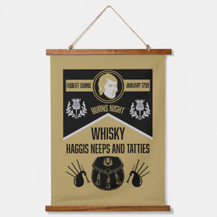 Scottish Burns Night Supper Wandteppich Mit Holzrahmen