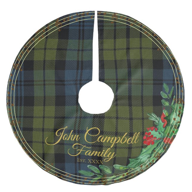 Scottish Campbell Clan Gold Xmas Treppenhaus Polyester Weihnachtsbaumdecke (Vorderseite)