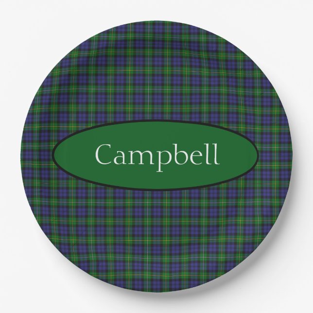 Scottish Campbell Family Tartan Personalisiert Pappteller (Vorderseite)