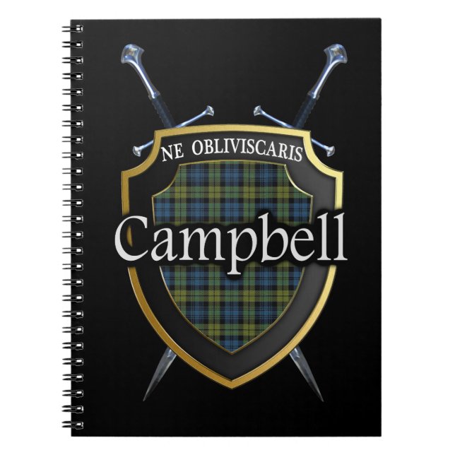 Scottish Campbell Tartan Shield & Schwerter Notizblock (Vorderseite)