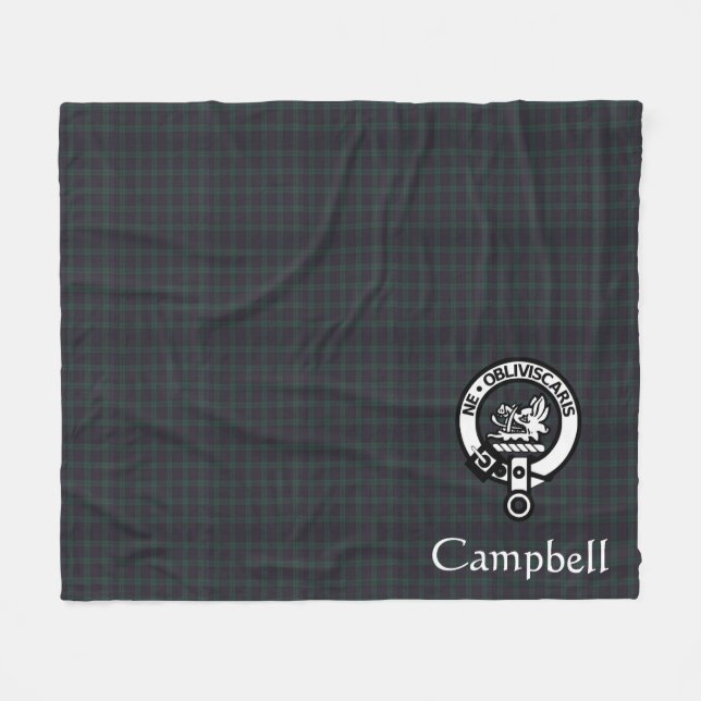 Scottish Campbell Wappen Abzeichen & Tartan Fleecedecke (Vorderseite (Horizontal))
