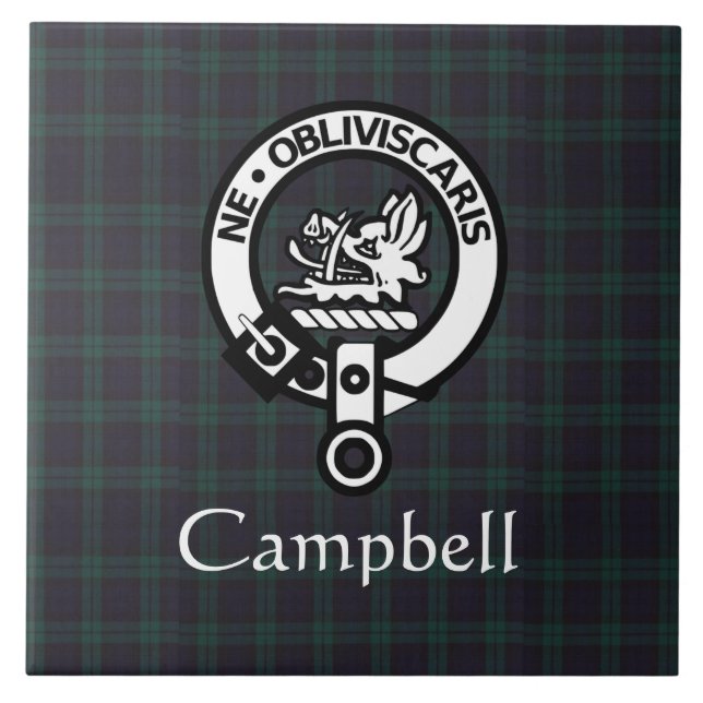 Scottish Campbell Wappen Abzeichen & Tartan Fliese (Vorderseite)