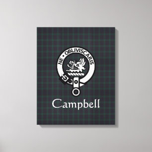 Scottish Campbell Wappen Abzeichen & Tartan Leinwanddruck