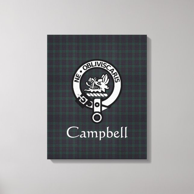 Scottish Campbell Wappen Abzeichen & Tartan Leinwanddruck (Vorderseite)