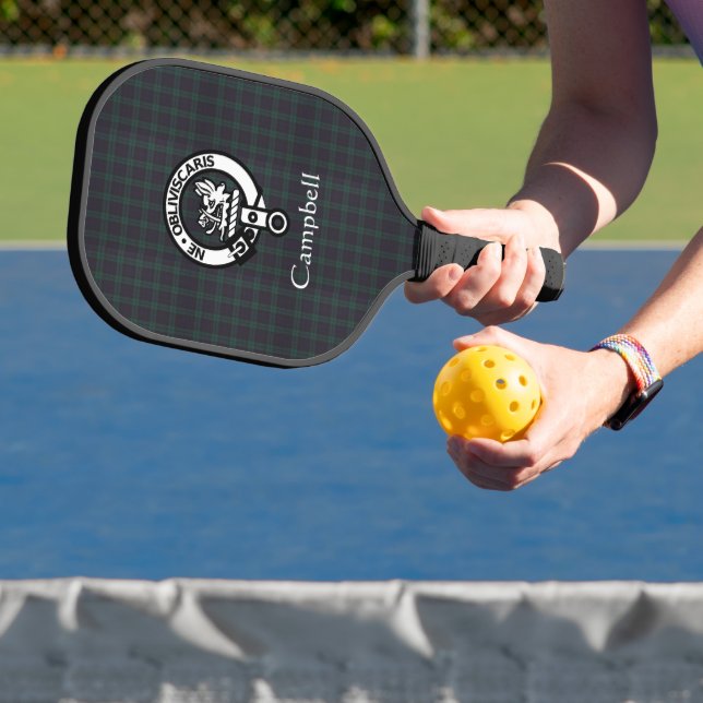 Scottish Campbell Wappen Abzeichen & Tartan Pickleball Schläger (InSitu)