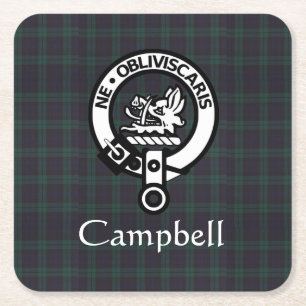 Scottish Campbell Wappen Abzeichen & Tartan Rechteckiger Pappuntersetzer