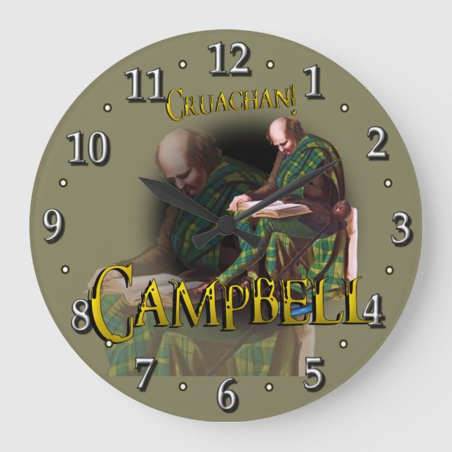 Scottish-CampbellTartan Große Wanduhr (Vorderseite)