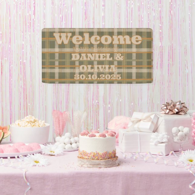 Scottish Celtic Tartan Muster WeddiSeating Charts Banner (Party)