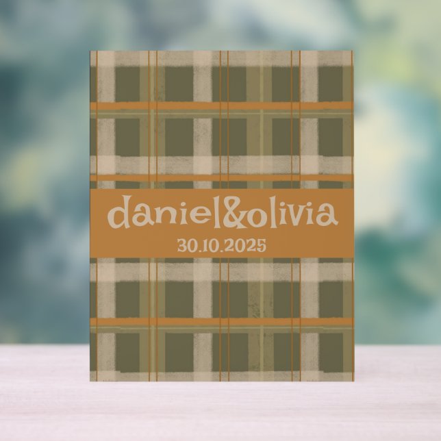 Scottish Celtic Tartan Pattern Wedding Acrylschild (Neutral)