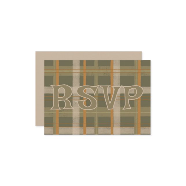 Scottish Celtic Tartan Pattern Wedding RSVP Karte (Vorderseite/Rückseite Beispiel)